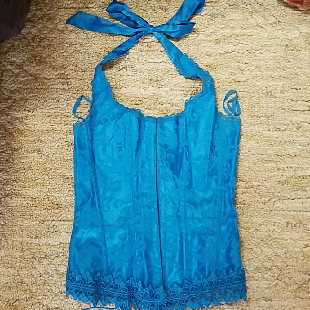 Blue halter corset